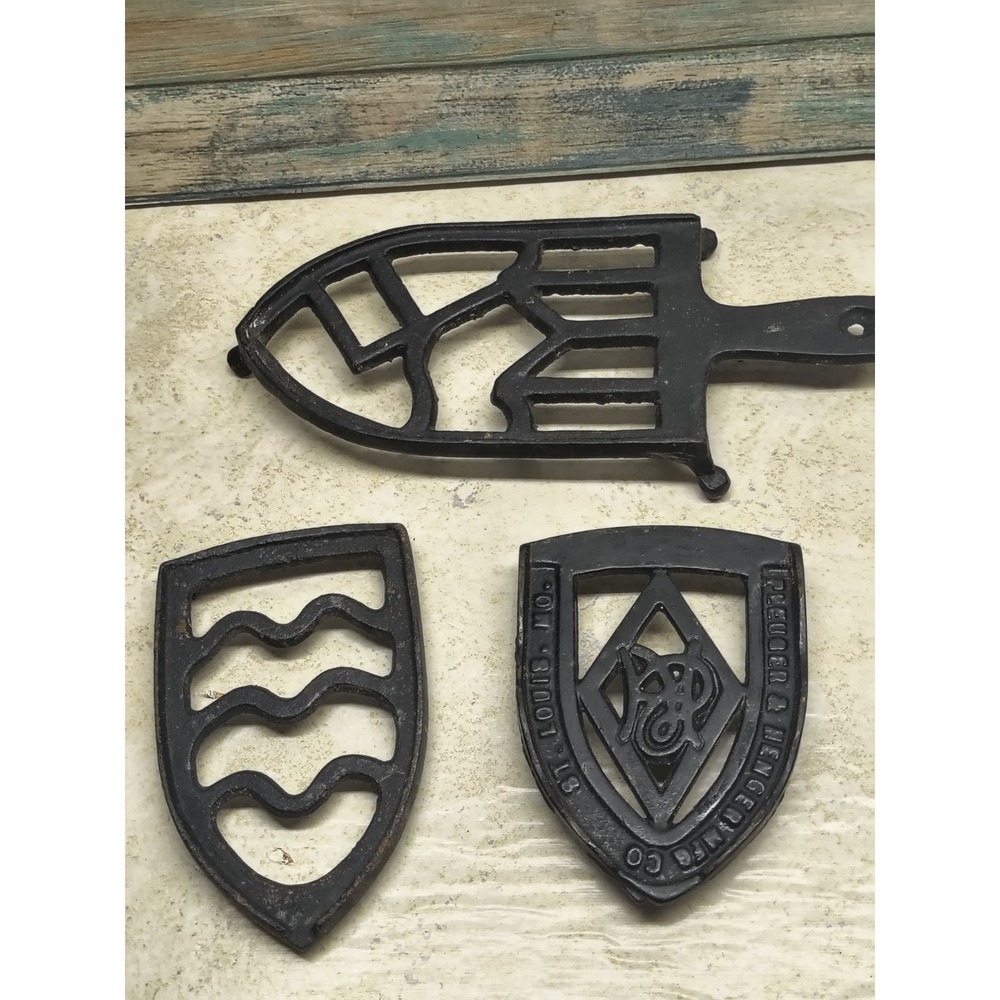 Vintage Black Cast Iron Trivets (set of 3)